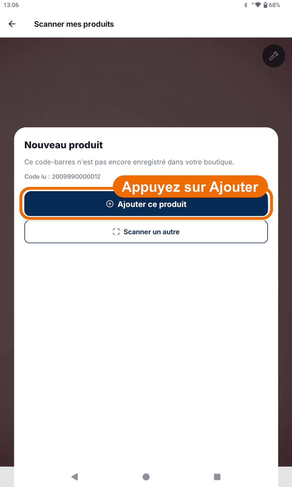 Fiche « Nouveau produit » — Créer un produit inconnu